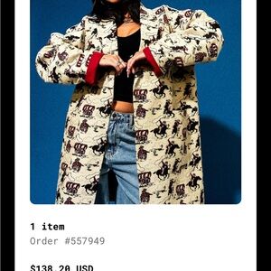 Dressed in LALA Cream and Black Patterned Coat western print OS